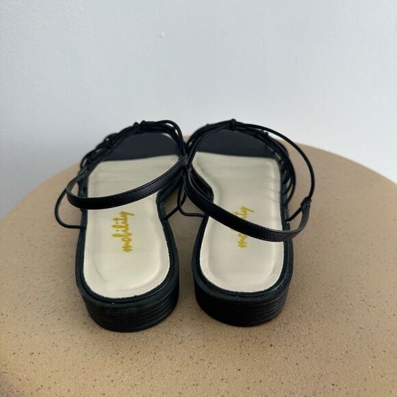 Mobility Women’s Black Gladiator Fabric Knot Slip on Sling back Sandal - Picture 4 of 7